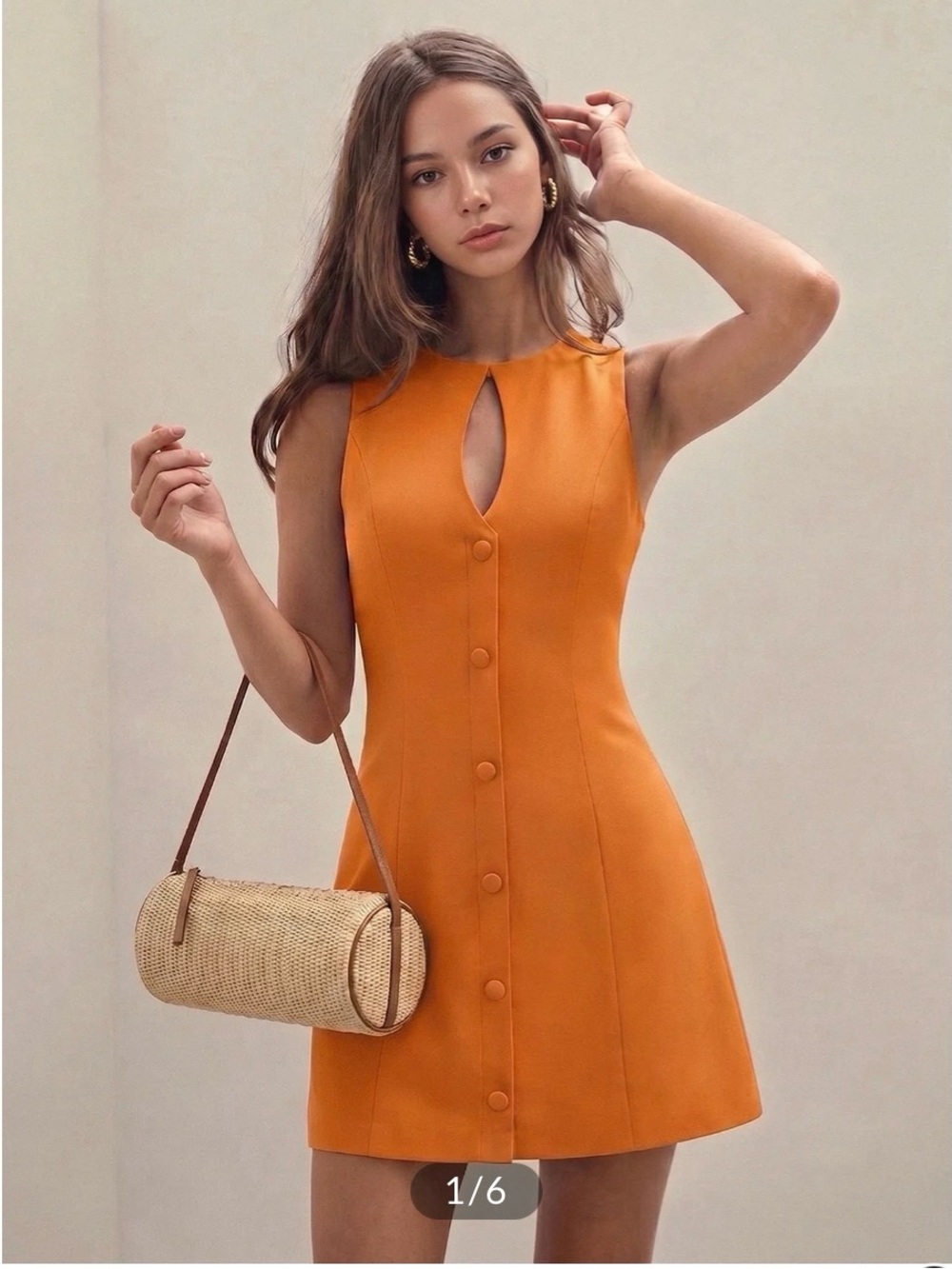 NWT Commense Linen-Blend Keyhole Neck Sleeveless Mini Dress - Small